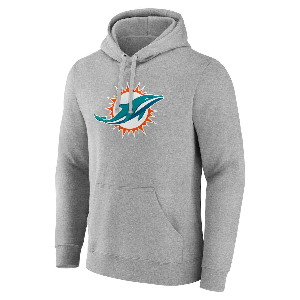 Miami Dolphins Primary Team Logo Fitted Pullover Hoodie - Heather Gray discount