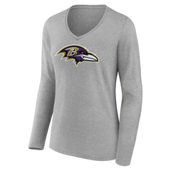 Baltimore Ravens Women's Primary Team Logo Long Sleeve V-Neck T-Shirt - Heather Gray sale