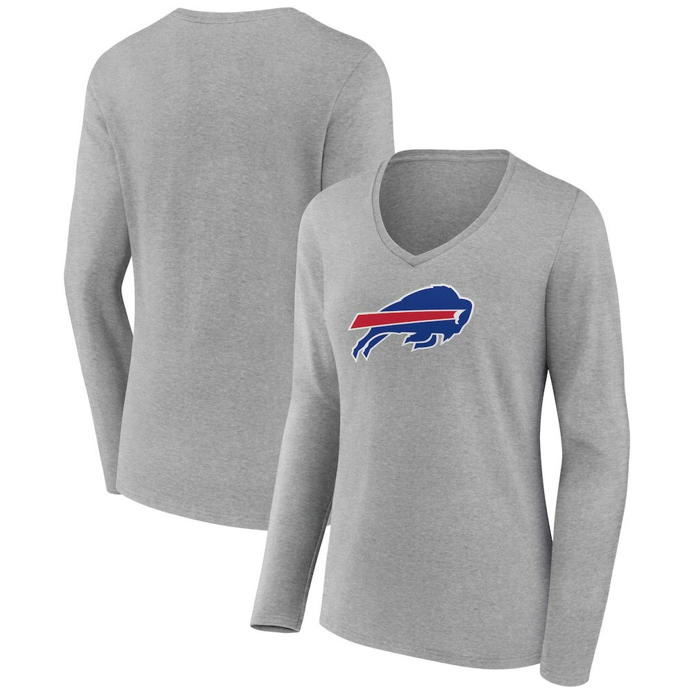 Buffalo Bills Women's Primary Team Logo Long Sleeve V-Neck T-Shirt - Heather Gray on sale