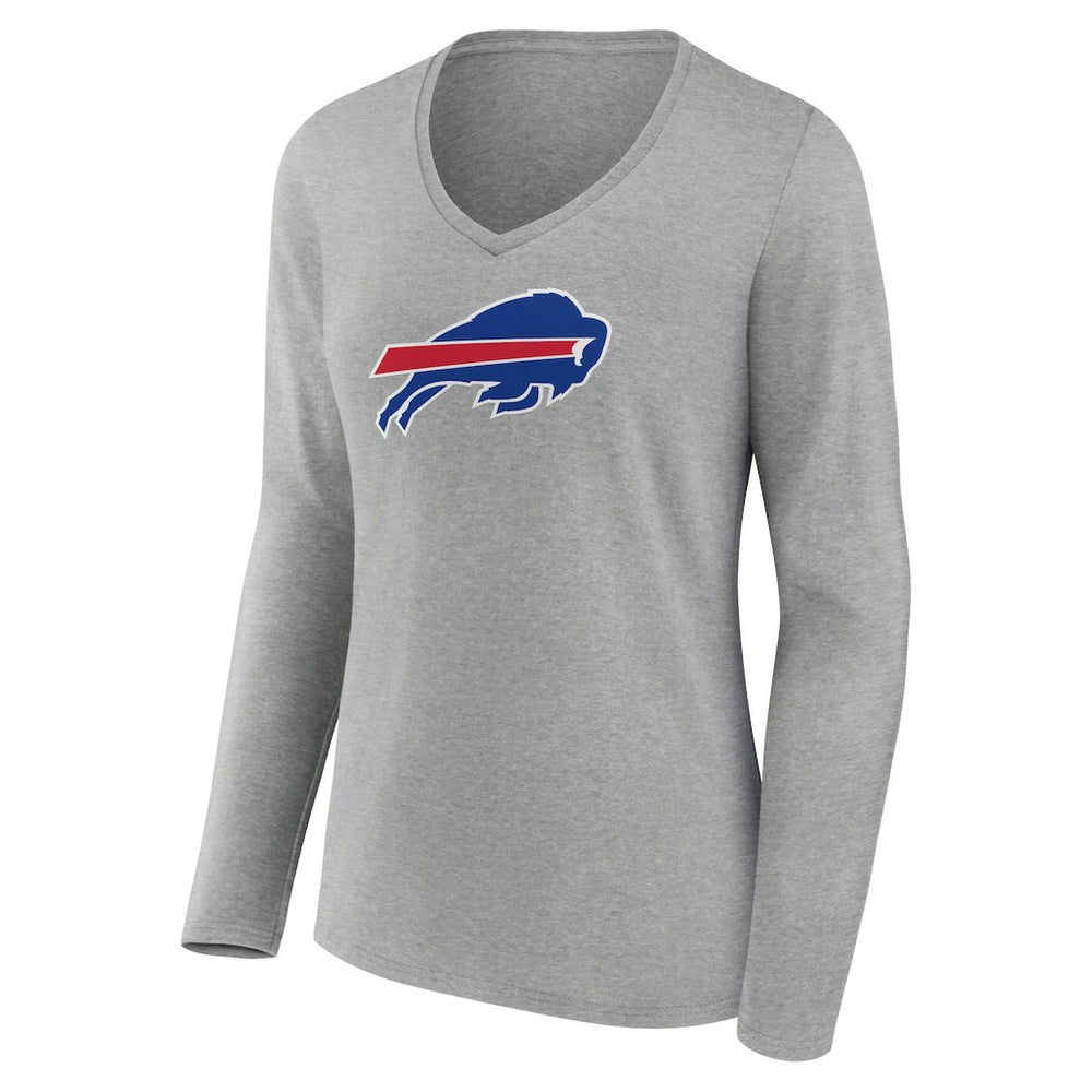 Buffalo Bills Women's Primary Team Logo Long Sleeve V-Neck T-Shirt - Heather Gray on sale