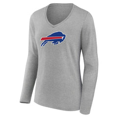 Buffalo Bills Women's Primary Team Logo Long Sleeve V-Neck T-Shirt - Heather Gray on sale