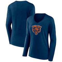Chicago Bears Women's Primary Team Logo Long Sleeve V-Neck T-Shirt - Navy discount