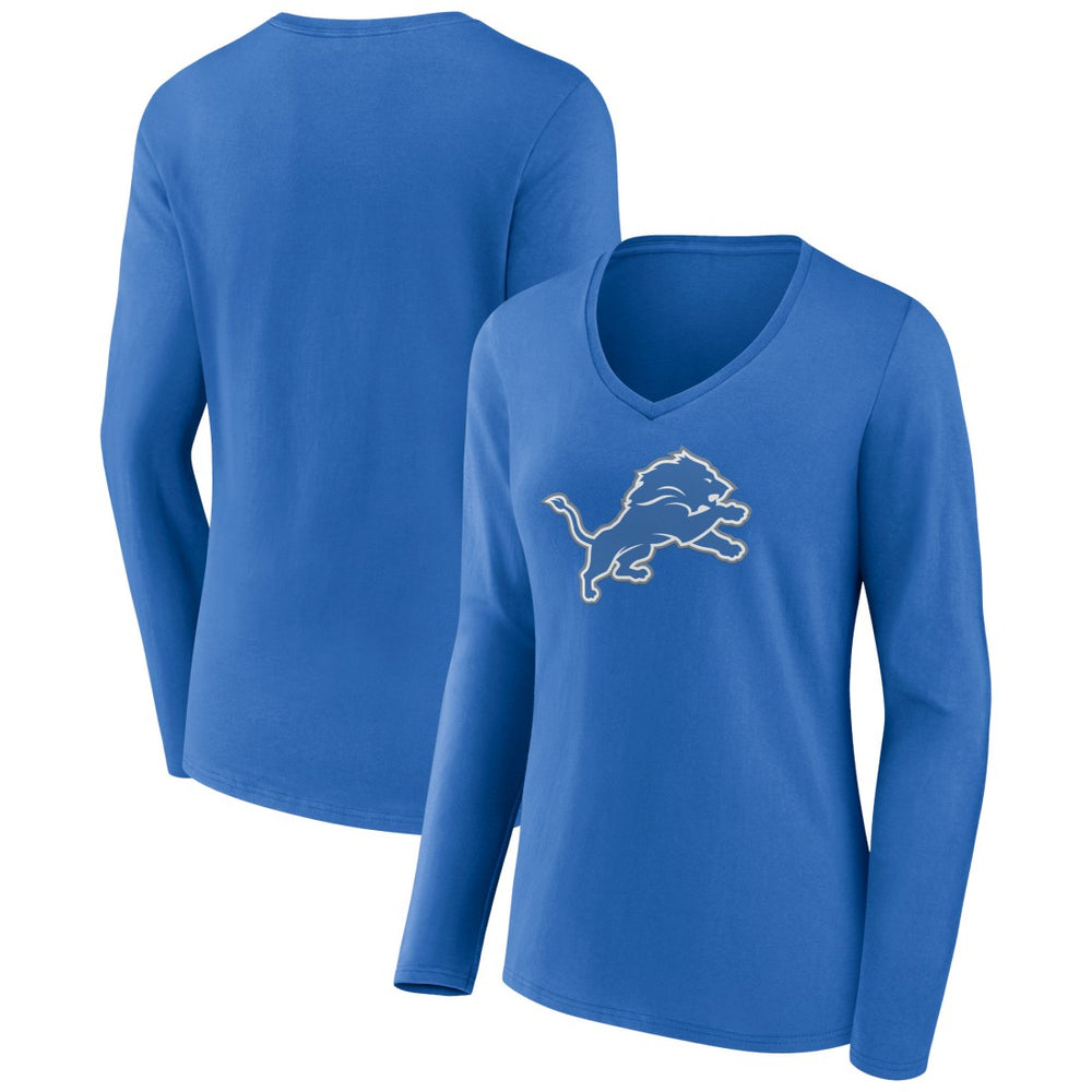 Detroit Lions Women's Primary Team Logo Long Sleeve V-Neck T-Shirt - Blue on sale