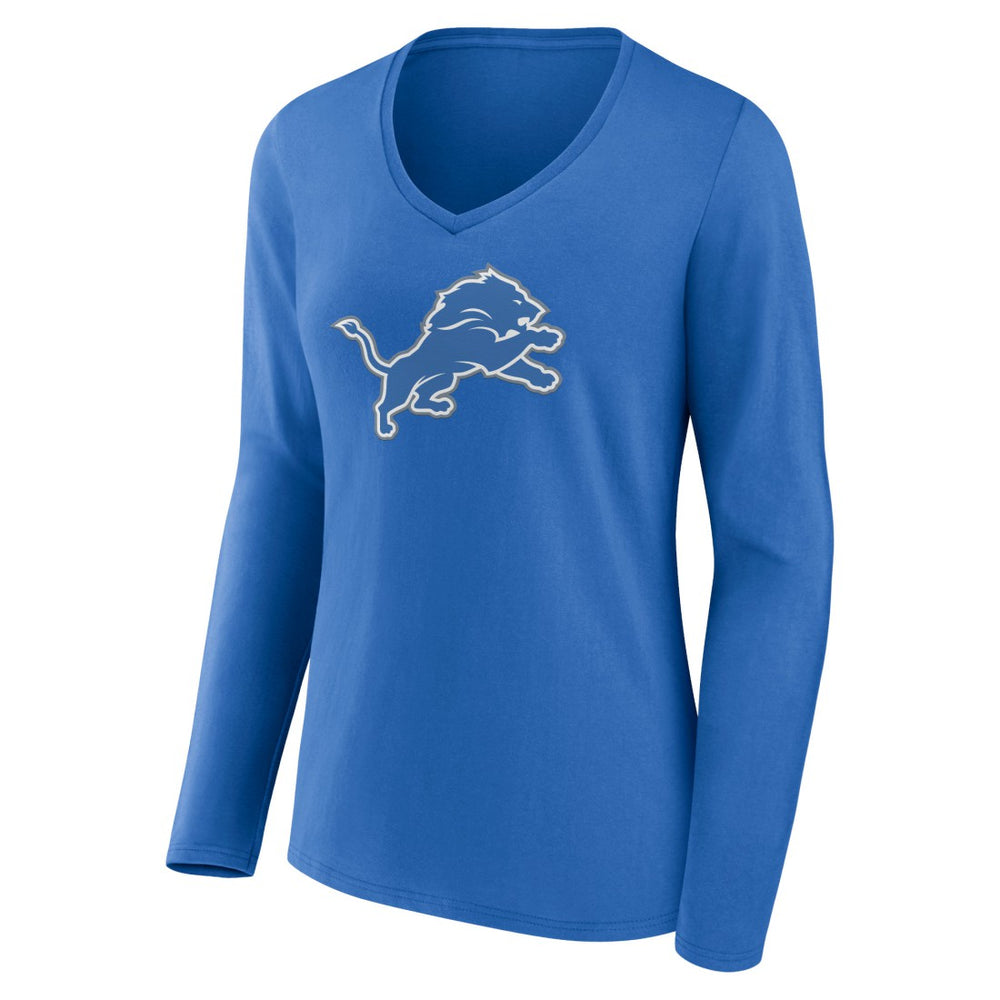 Detroit Lions Women's Primary Team Logo Long Sleeve V-Neck T-Shirt - Blue on sale