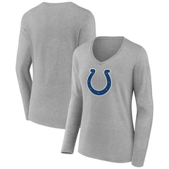 Indianapolis Colts Women's Primary Team Logo Long Sleeve V-Neck T-Shirt - Heather Gray discount
