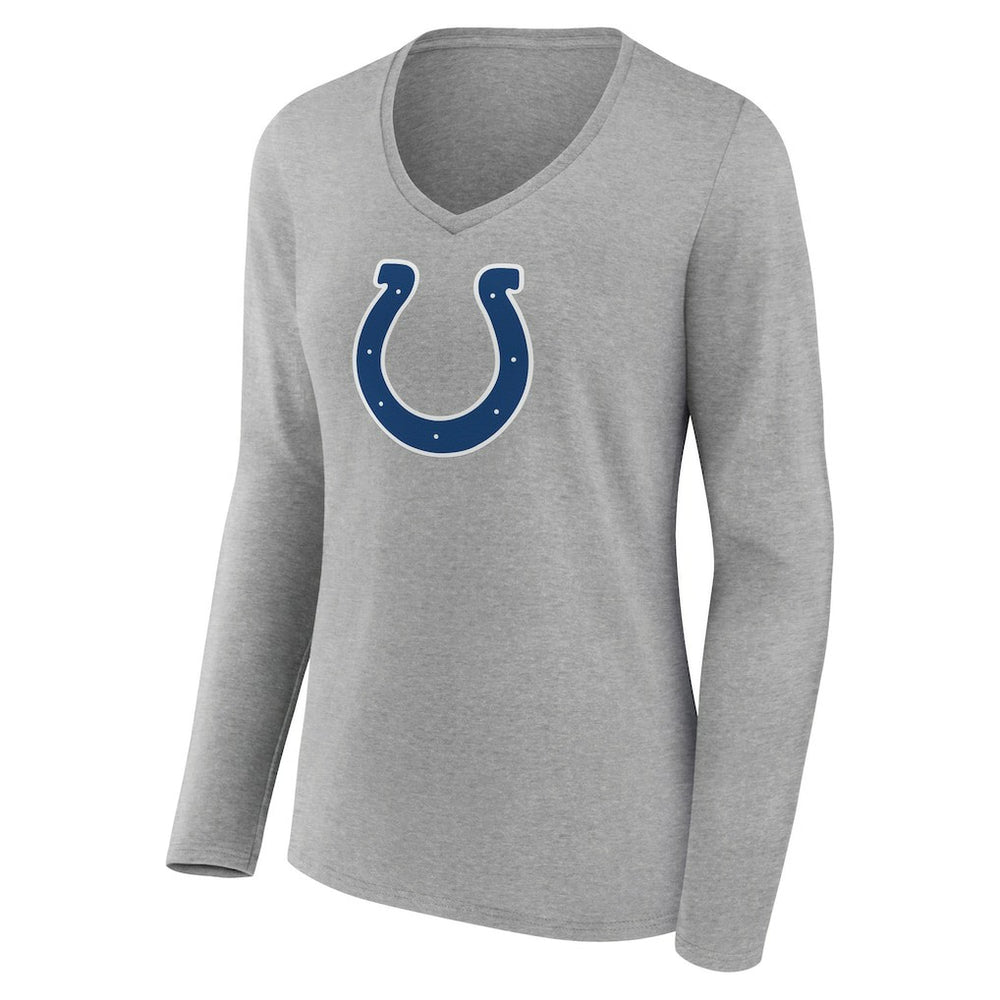 Indianapolis Colts Women's Primary Team Logo Long Sleeve V-Neck T-Shirt - Heather Gray discount