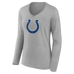 Indianapolis Colts Women's Primary Team Logo Long Sleeve V-Neck T-Shirt - Heather Gray discount