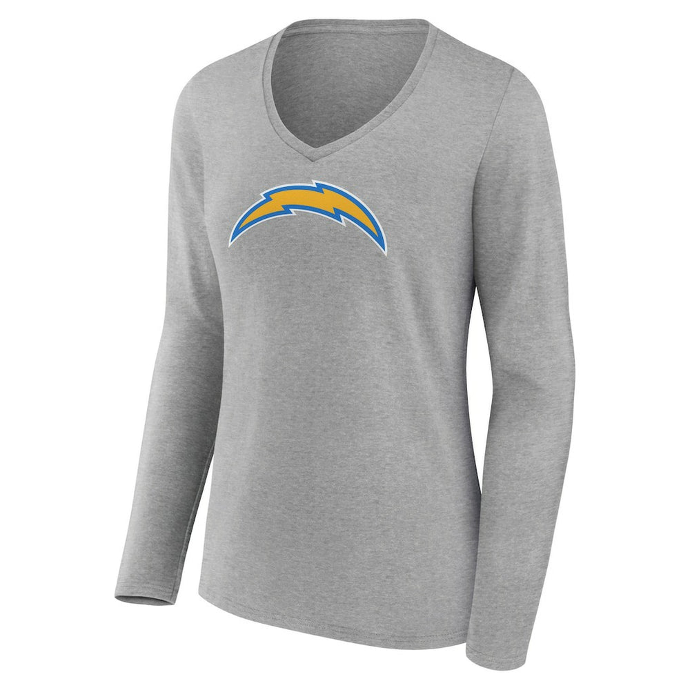 Los Angeles Chargers Women's Primary Team Logo Long Sleeve V-Neck T-Shirt - Heather Gray on sale