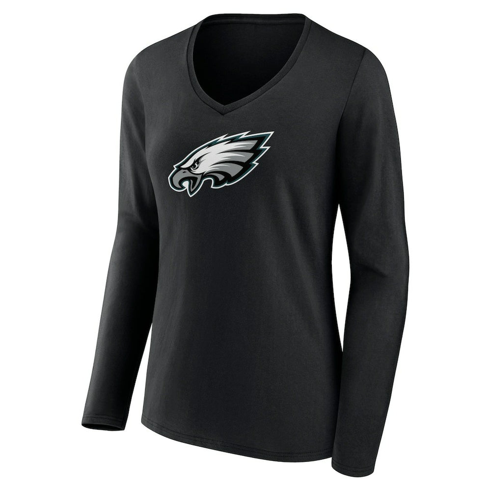 Philadelphia Eagles Women's Primary Team Logo Long Sleeve V-Neck T-Shirt - Black sale