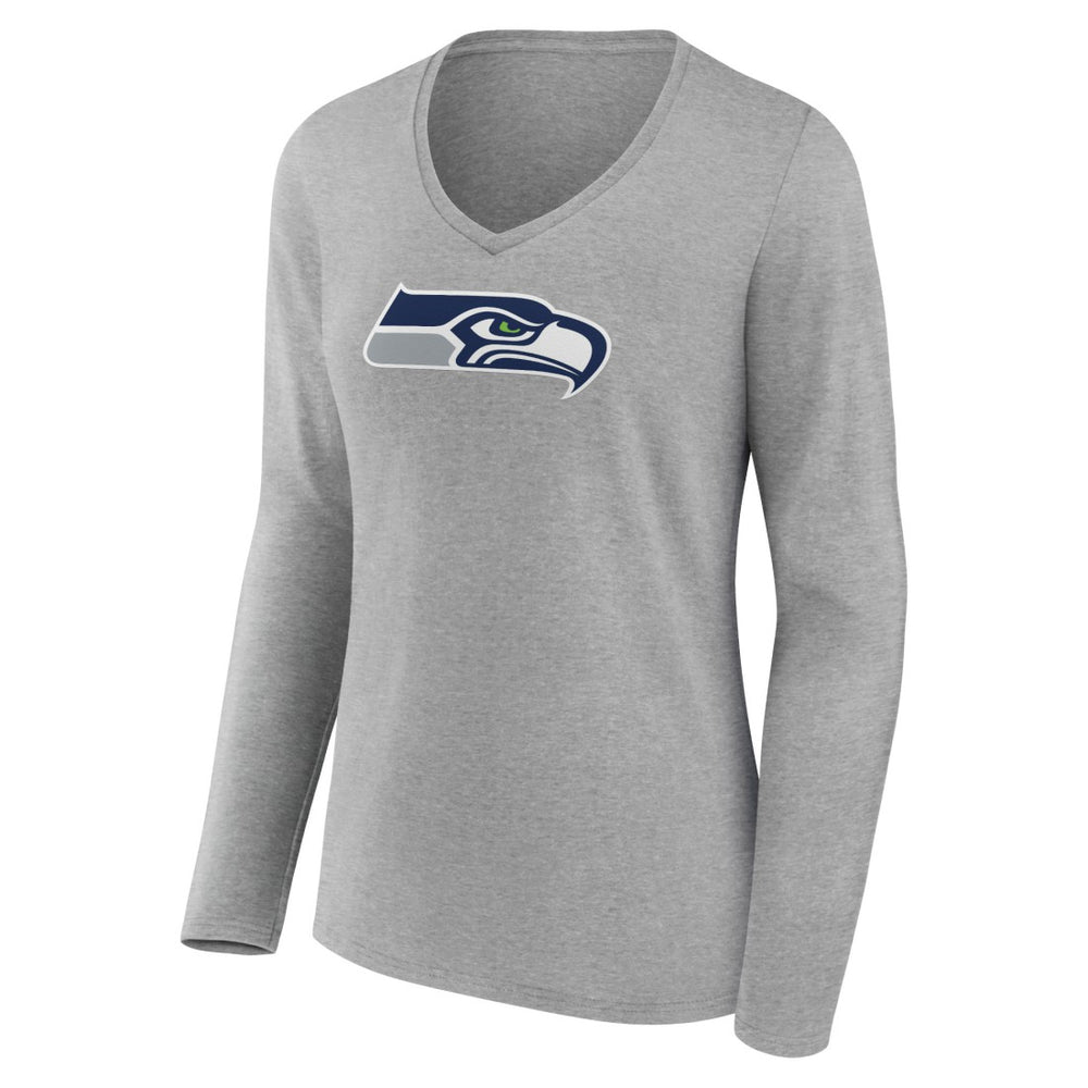 Seattle Seahawks Women's Primary Team Logo Long Sleeve V-Neck T-Shirt - Heather Gray online