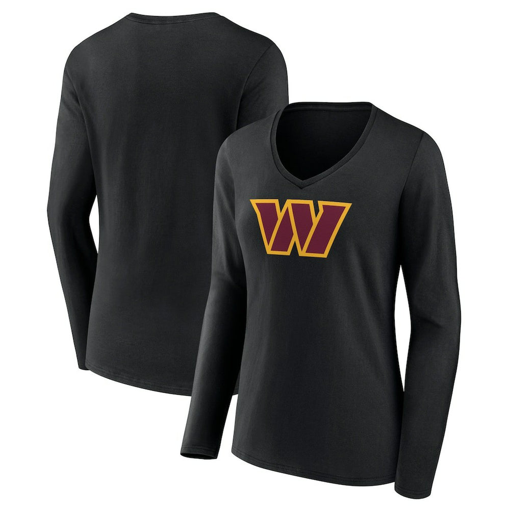 Washington Commanders Women's Primary Team Logo Long Sleeve V-Neck T-Shirt - Black online
