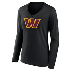 Washington Commanders Women's Primary Team Logo Long Sleeve V-Neck T-Shirt - Black online