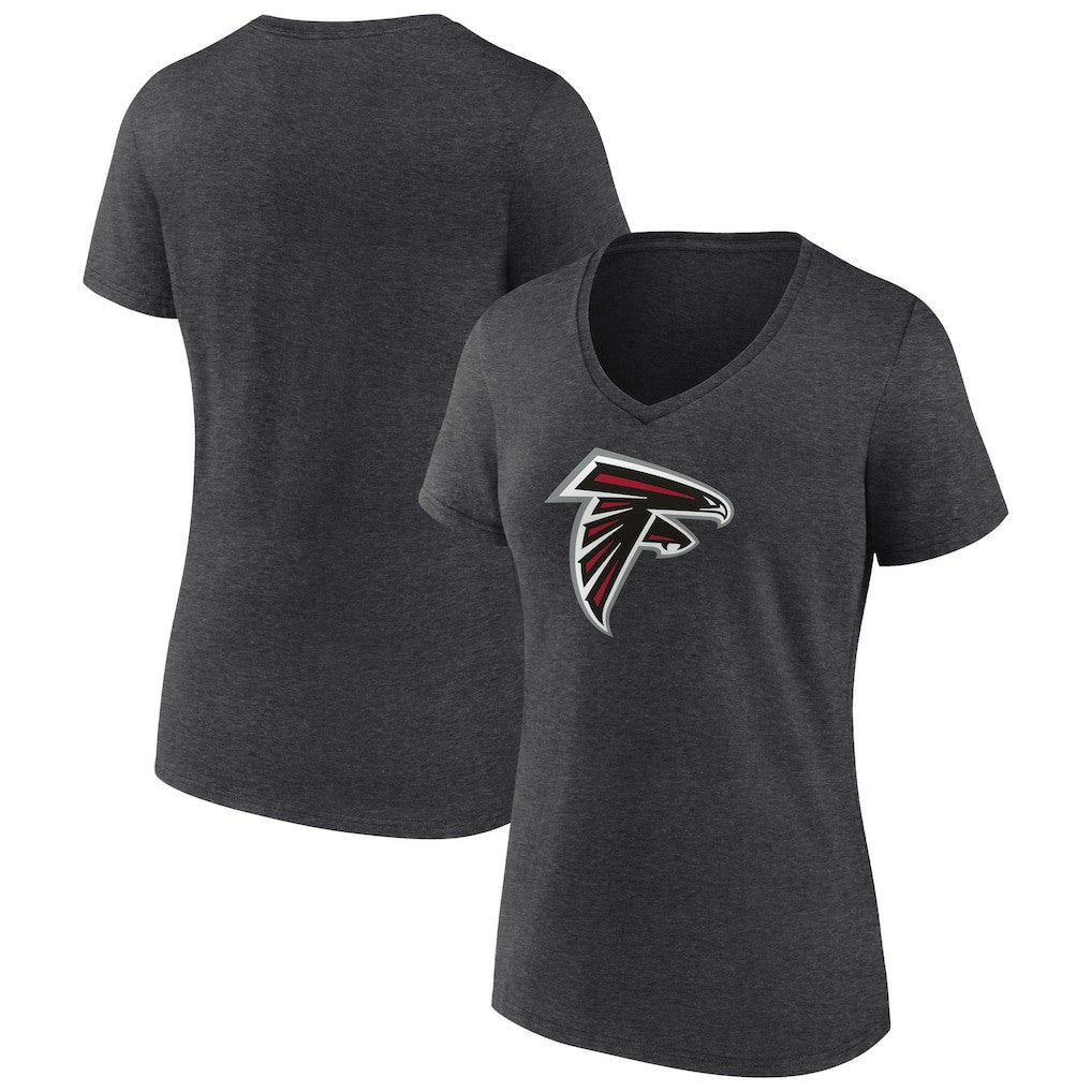 Atlanta Falcons Women's Primary Team Logo V-Neck T-Shirt - Charcoal on sale