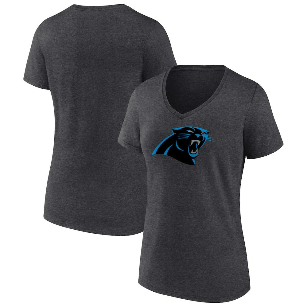 Carolina Panthers Women's Primary Team Logo V-Neck T-Shirt - Charcoal for sale