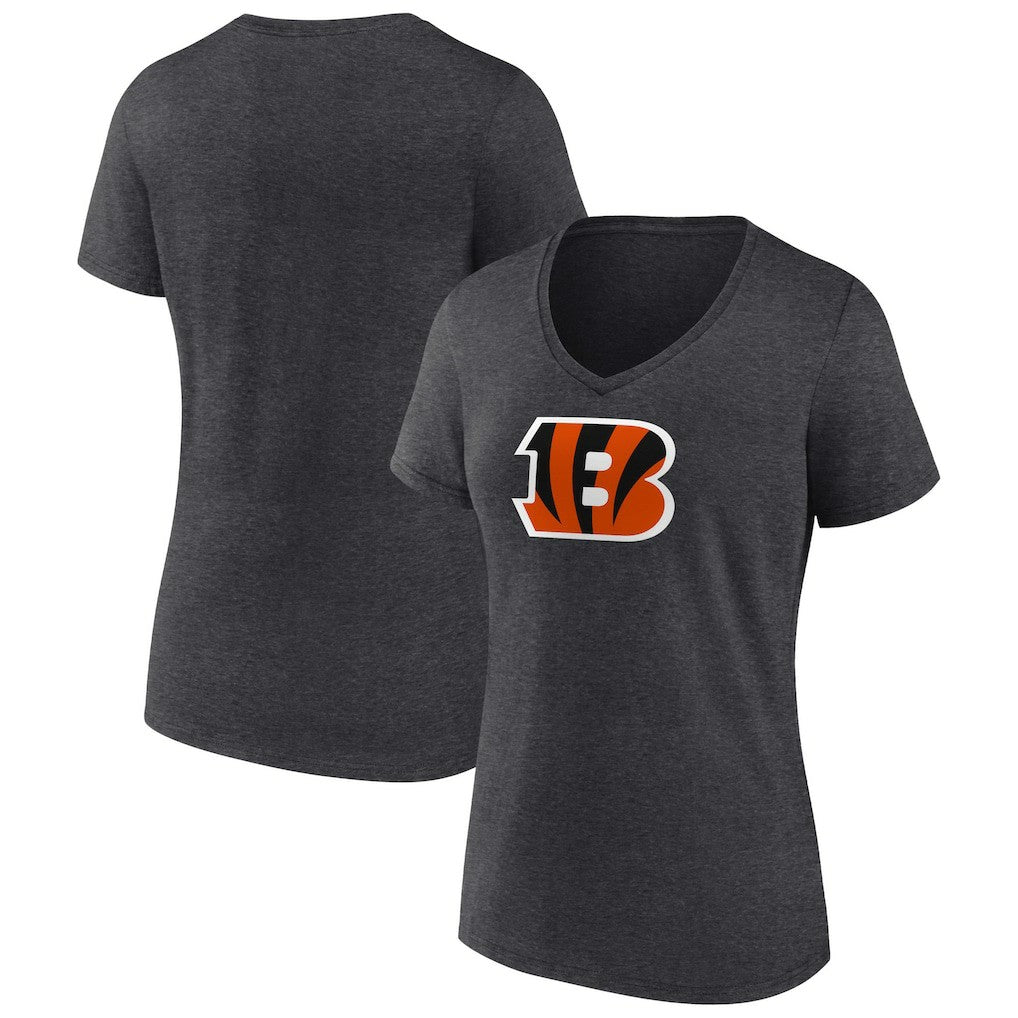 Cincinnati Bengals Women's Primary Team Logo V-Neck T-Shirt - Charcoal cheap