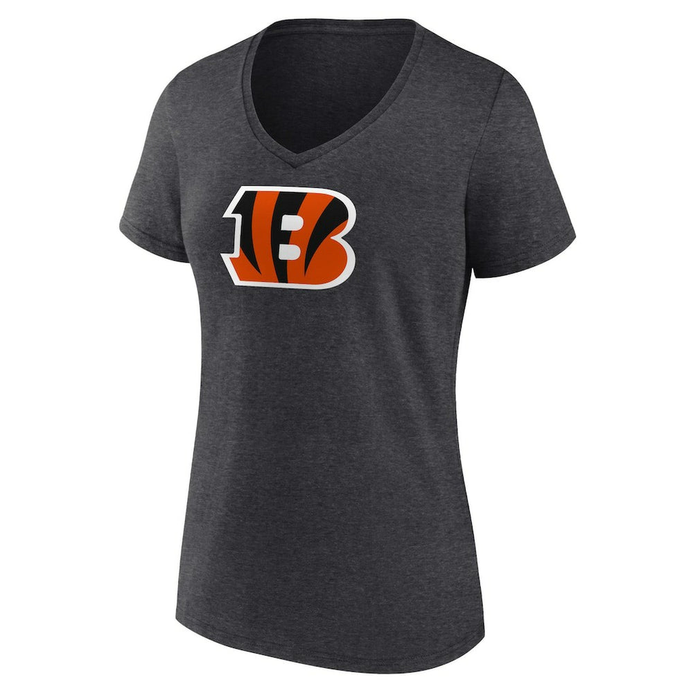 Cincinnati Bengals Women's Primary Team Logo V-Neck T-Shirt - Charcoal cheap