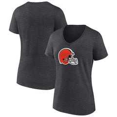 Cleveland Browns Women's Primary Team Logo V-Neck T-Shirt - Charcoal discount