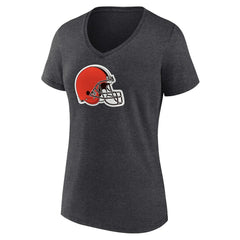 Cleveland Browns Women's Primary Team Logo V-Neck T-Shirt - Charcoal discount