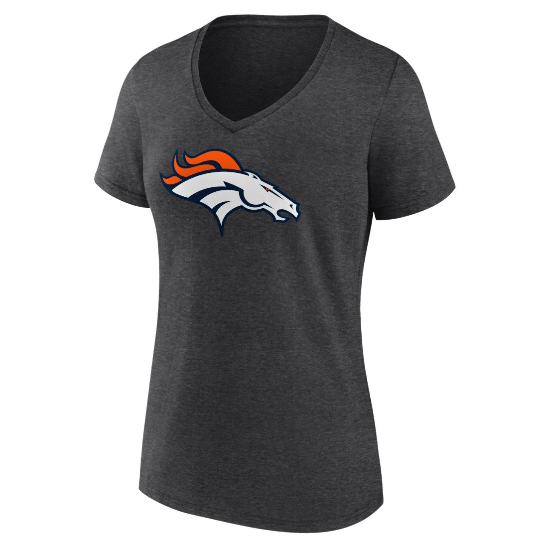 Denver Broncos Women's Primary Team Logo V-Neck T-Shirt - Charcoal discount
