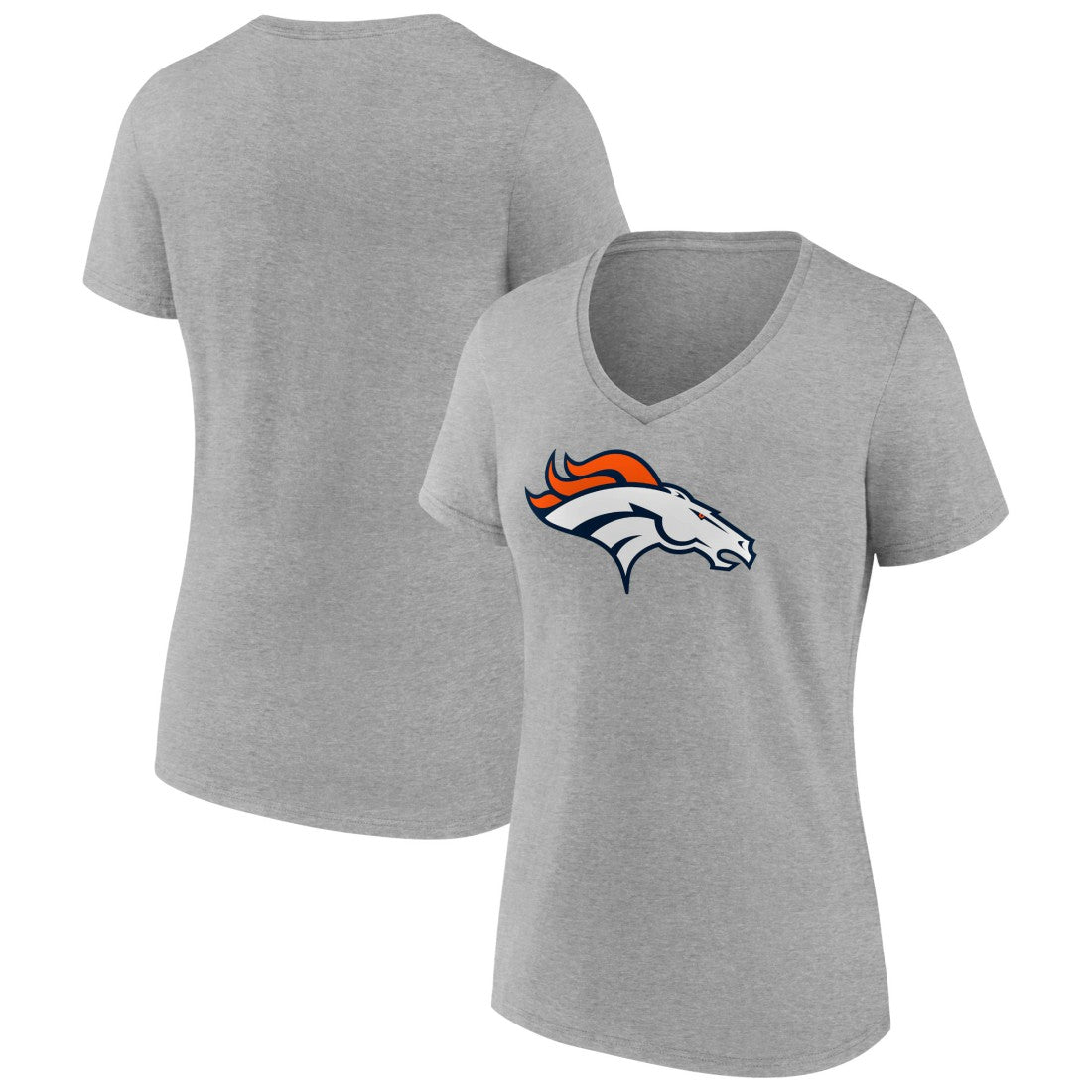 Denver Broncos Women's Primary Team Logo V-Neck T-Shirt - Heather Gray outlet