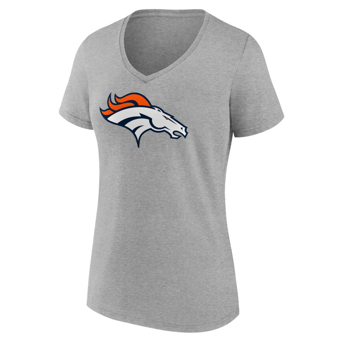 Denver Broncos Women's Primary Team Logo V-Neck T-Shirt - Heather Gray outlet