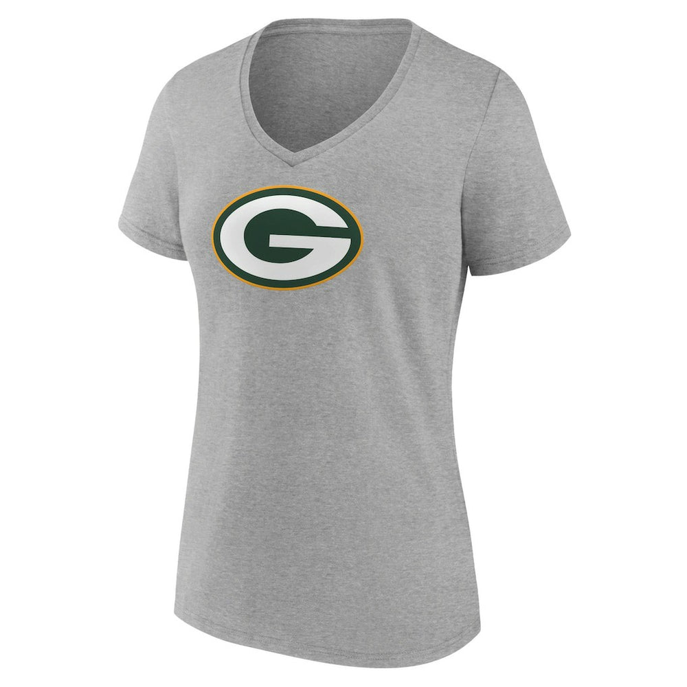 Green Bay Packers Women's Primary Team Logo V-Neck T-Shirt - Heather Gray discount
