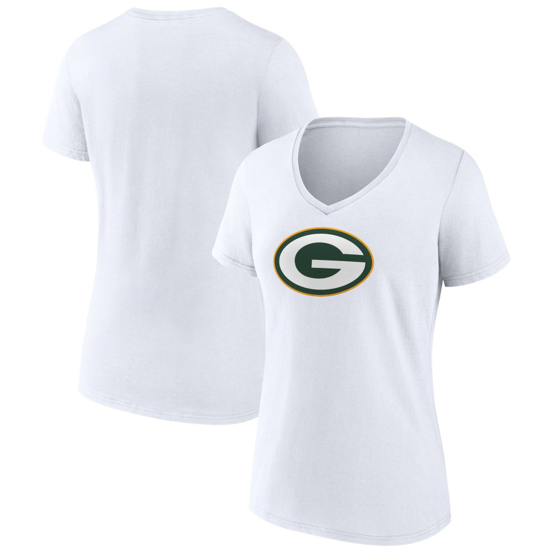 Green Bay Packers Women's Primary Team Logo V-Neck T-Shirt - White for sale