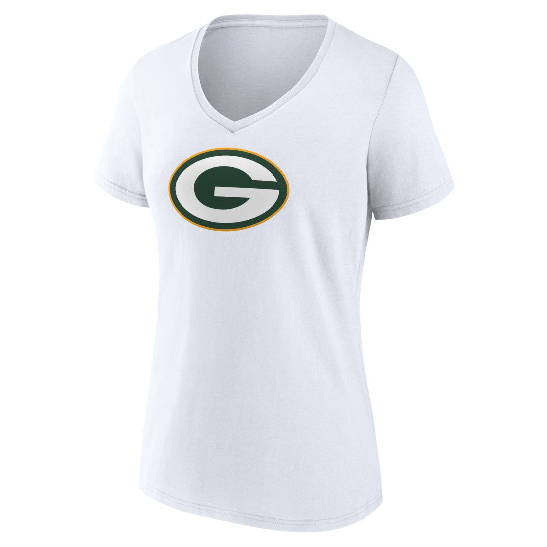 Green Bay Packers Women's Primary Team Logo V-Neck T-Shirt - White for sale