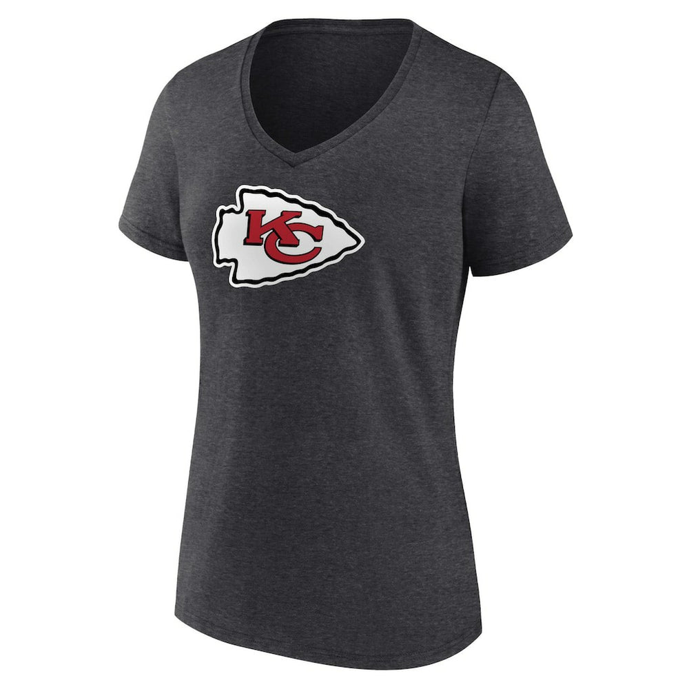 Kansas City Chiefs Women's Primary Team Logo V-Neck T-Shirt - Charcoal for sale