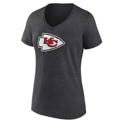 Kansas City Chiefs Women's Primary Team Logo V-Neck T-Shirt - Charcoal for sale