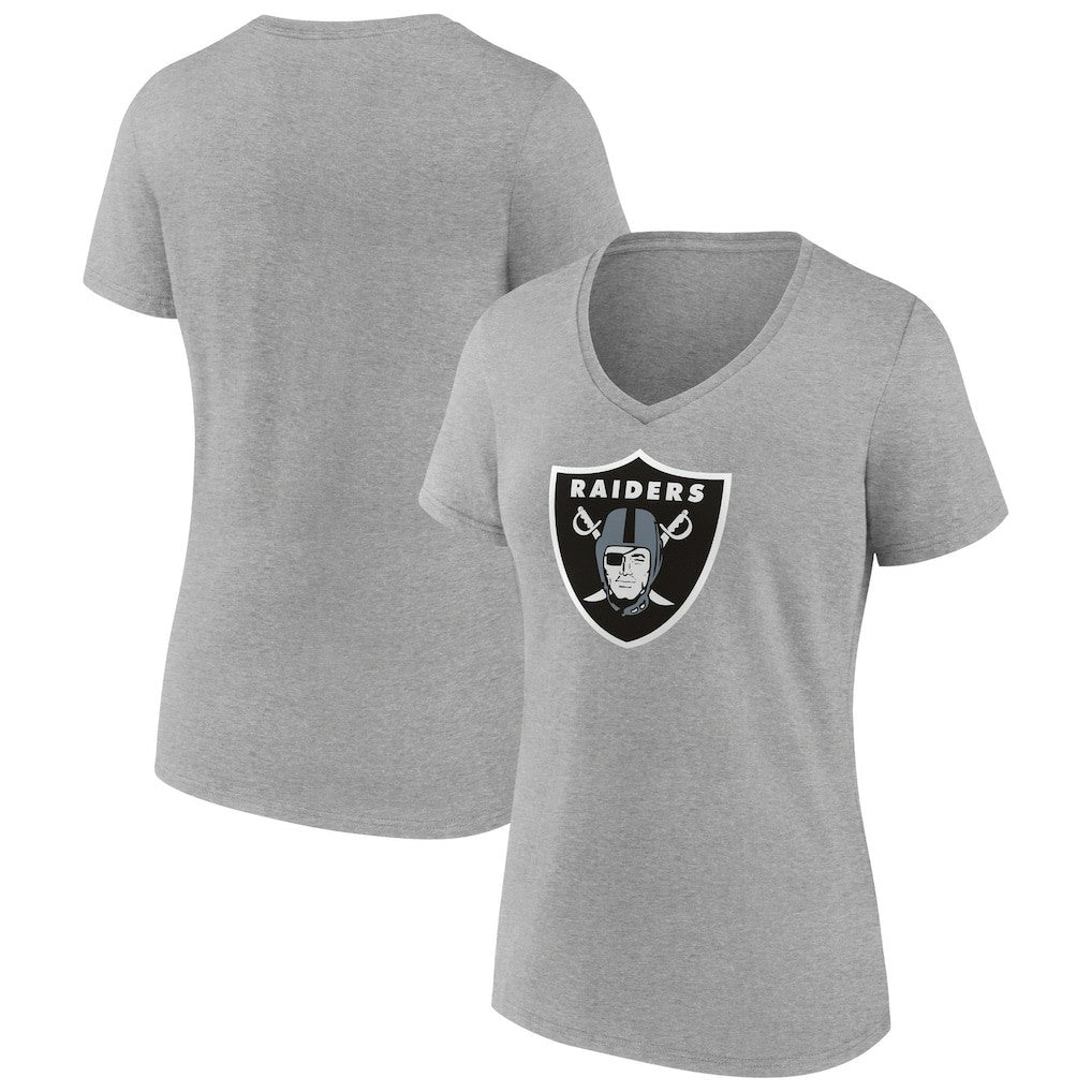 Las Vegas Raiders Women's Primary Team Logo V-Neck T-Shirt - Heather Gray cheap