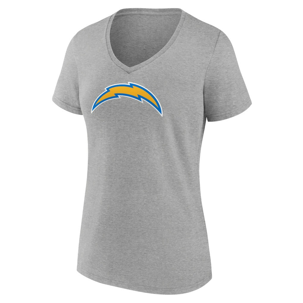 Los Angeles Chargers Women's Primary Team Logo V-Neck T-Shirt - Heather Gray on sale