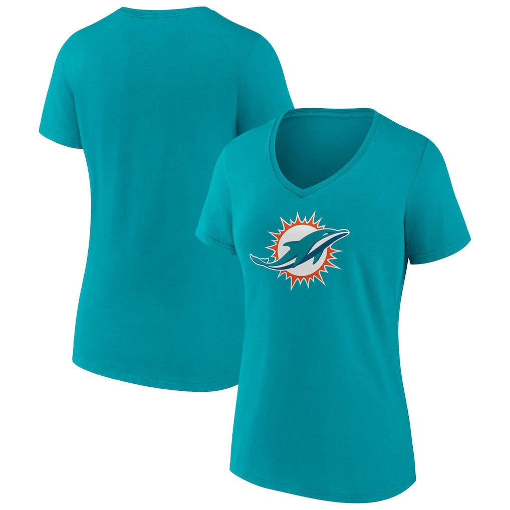 Miami Dolphins Women's Primary Team Logo V-Neck T-Shirt - Aqua for sale