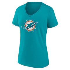 Miami Dolphins Women's Primary Team Logo V-Neck T-Shirt - Aqua for sale