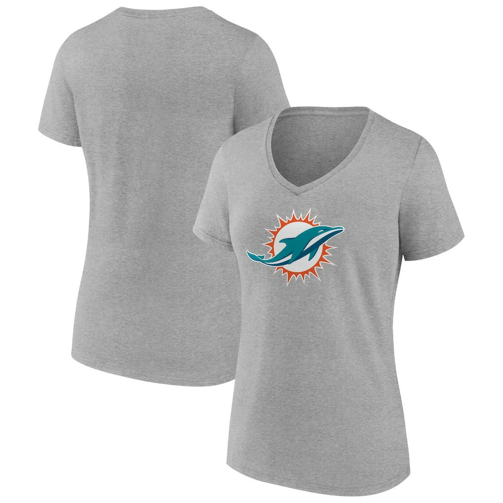 Miami Dolphins Women's Primary Team Logo V-Neck T-Shirt - Heather Gray online