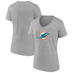 Miami Dolphins Women's Primary Team Logo V-Neck T-Shirt - Heather Gray online