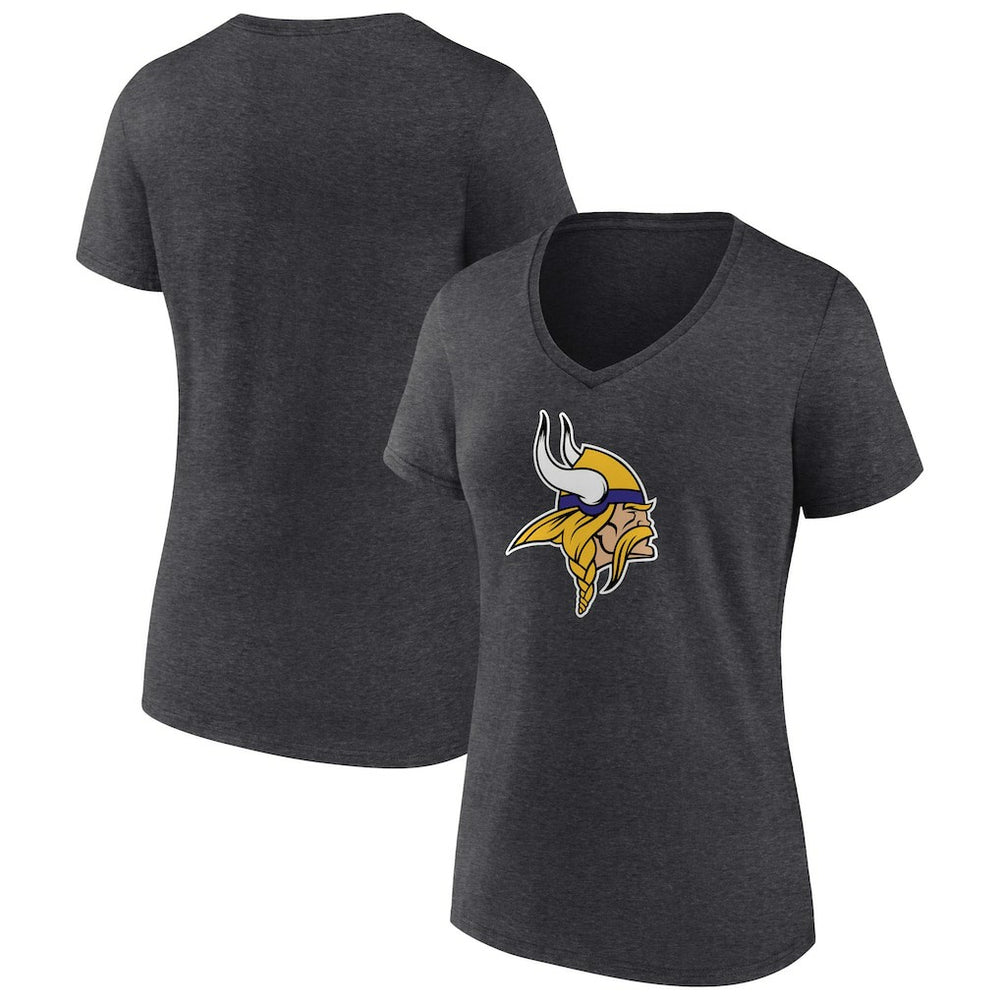 Minnesota Vikings Women's Primary Team Logo V-Neck T-Shirt - Charcoal outlet