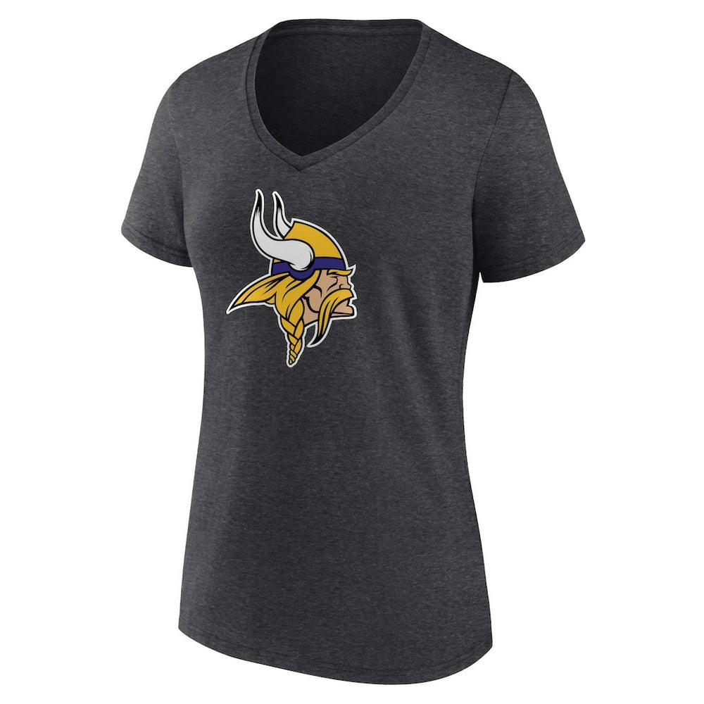 Minnesota Vikings Women's Primary Team Logo V-Neck T-Shirt - Charcoal outlet