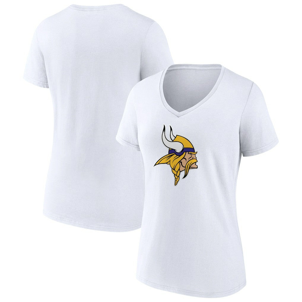 Minnesota Vikings Women's Primary Team Logo V-Neck T-Shirt - White on sale