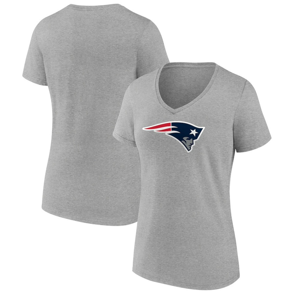 New England Patriots Women's Primary Team Logo V-Neck T-Shirt - Heather Gray for sale