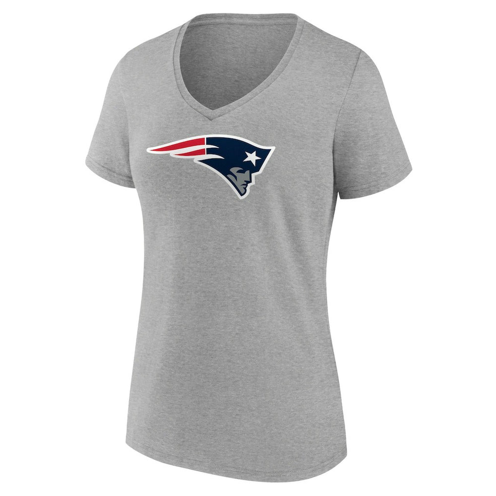 New England Patriots Women's Primary Team Logo V-Neck T-Shirt - Heather Gray for sale