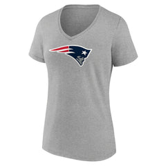 New England Patriots Women's Primary Team Logo V-Neck T-Shirt - Heather Gray for sale