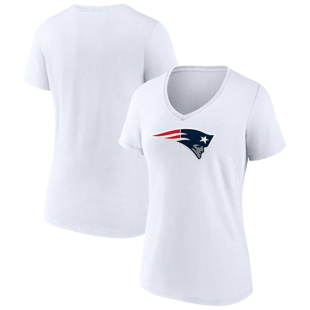 New England Patriots Women's Primary Team Logo V-Neck T-Shirt - White outlet