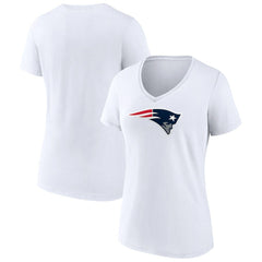 New England Patriots Women's Primary Team Logo V-Neck T-Shirt - White outlet