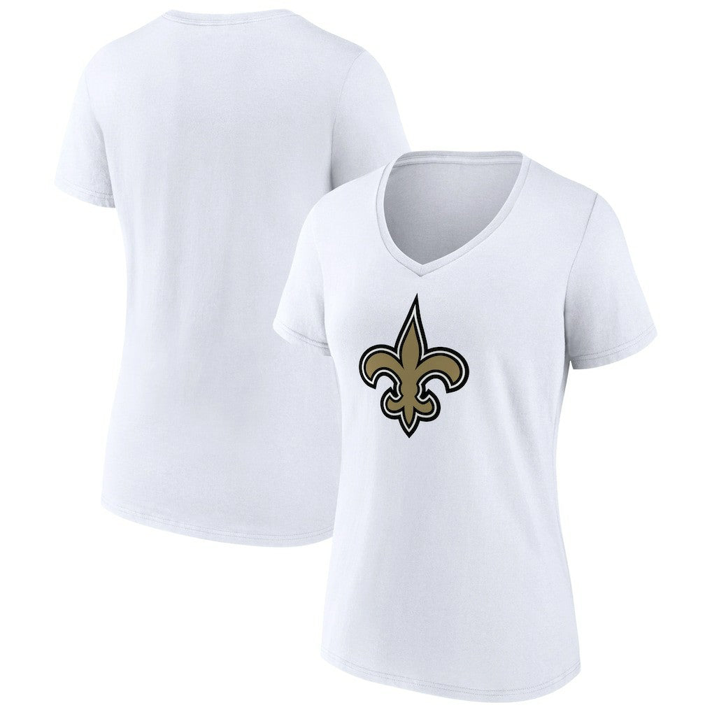 New Orleans Saints Women's Primary Team Logo V-Neck T-Shirt - White discount
