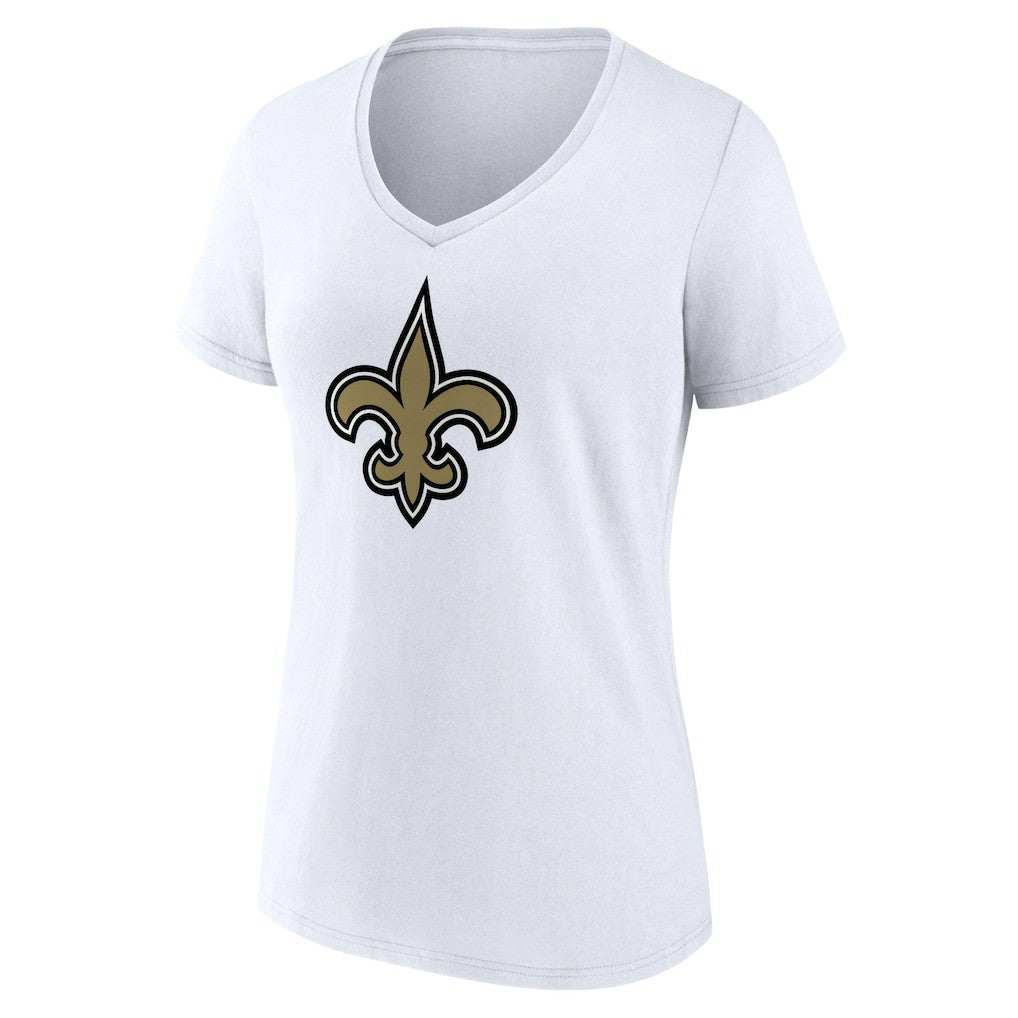 New Orleans Saints Women's Primary Team Logo V-Neck T-Shirt - White discount