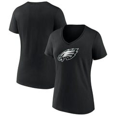 Philadelphia Eagles Women's Primary Team Logo V-Neck T-Shirt - Black cheap