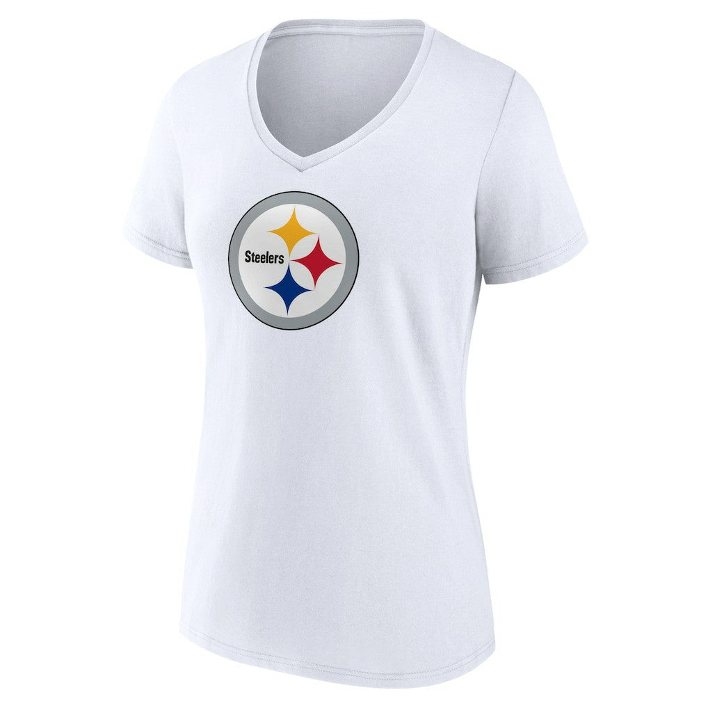 Pittsburgh Steelers Women's Primary Team Logo V-Neck T-Shirt - White outlet