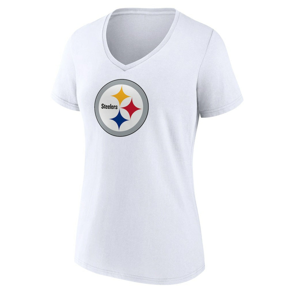 Pittsburgh Steelers Women's Primary Team Logo V-Neck T-Shirt - White outlet