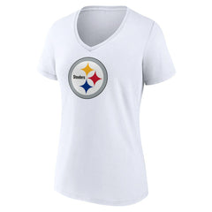 Pittsburgh Steelers Women's Primary Team Logo V-Neck T-Shirt - White outlet